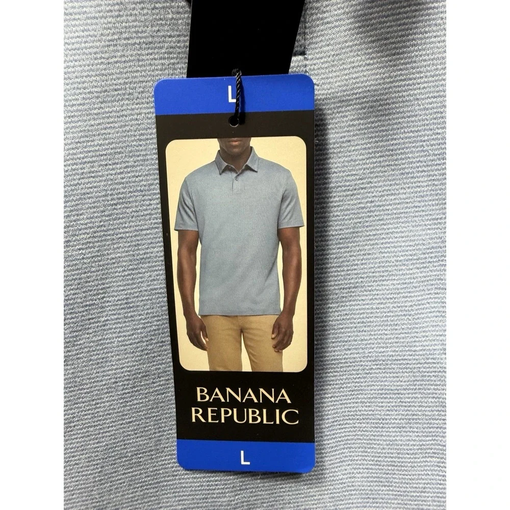 Banana Republic Men's Cotton Luxe Touch Polo Shirt, Blue, Large